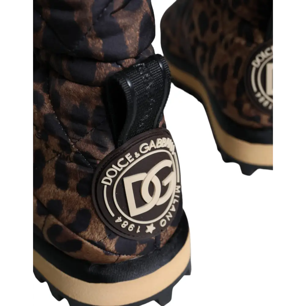 Dolce & Gabbana Braune Leopard-Stiefeletten Gepolsterte Schuhe - EU44/US11