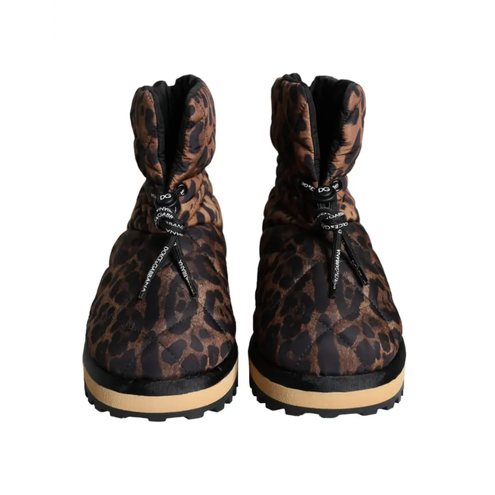 Dolce & Gabbana Braune Leopard-Stiefeletten Gepolsterte Schuhe - EU44/US11