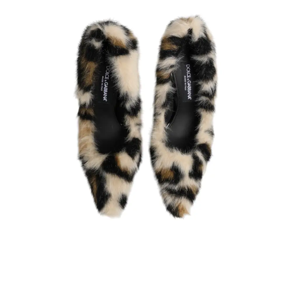 Dolce & Gabbana Braune Leoparden-High-Heels mit Fell - EU39/US8.5