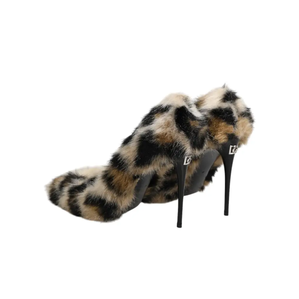 Dolce & Gabbana Braune Leoparden-High-Heels mit Fell - EU39/US8.5