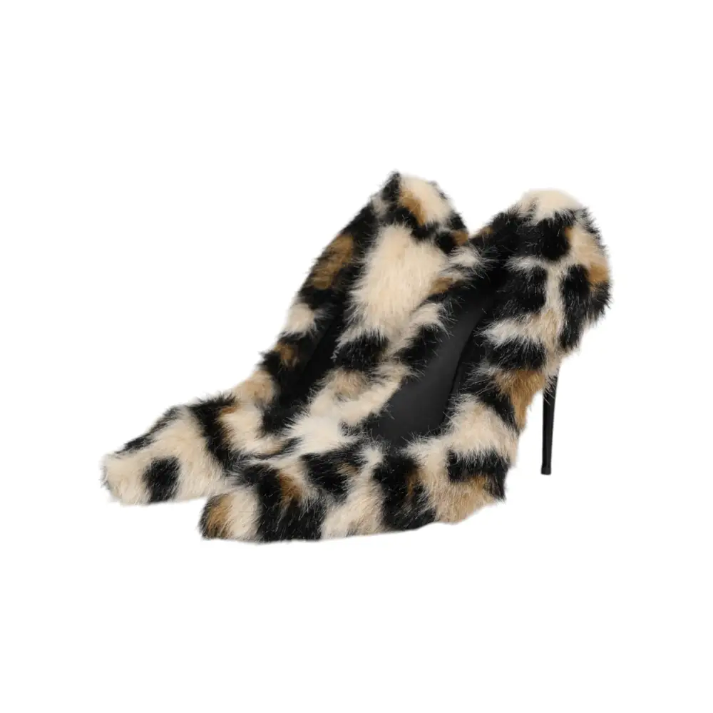 Dolce & Gabbana Braune Leoparden-High-Heels mit Fell - EU39/US8.5