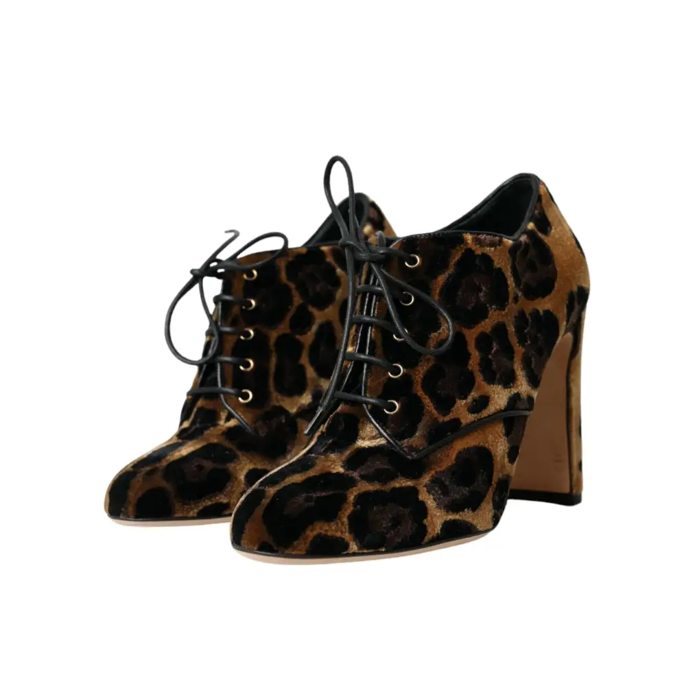 Dolce & Gabbana Braune Leopardenhaar Schnürstiefel Schuhe
