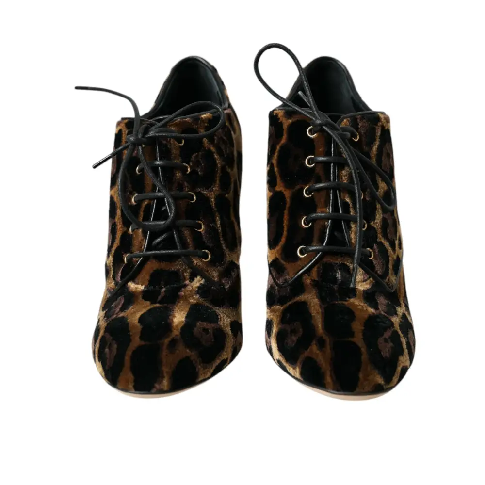Dolce & Gabbana Braune Leopardenhaar Schnürstiefel Schuhe