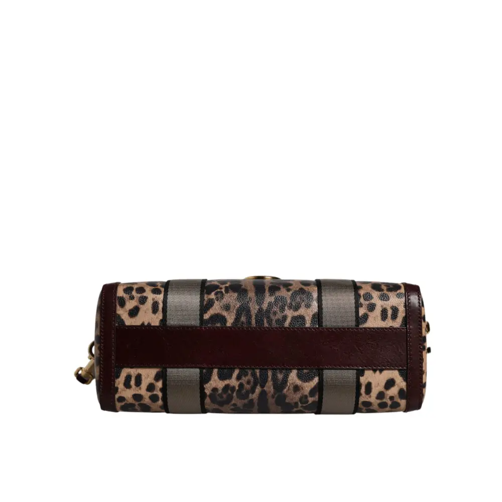 Dolce & Gabbana Braune Leopardenleder-Schulterriemen-Duffle-Tasche