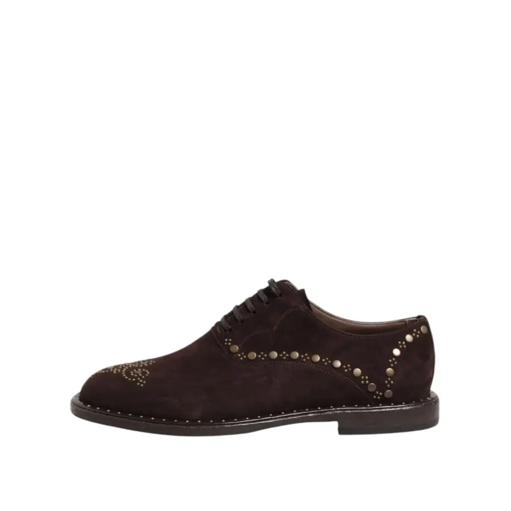 Dolce & Gabbana Braune Samt-Schnürschuhe in Oxford-Optik