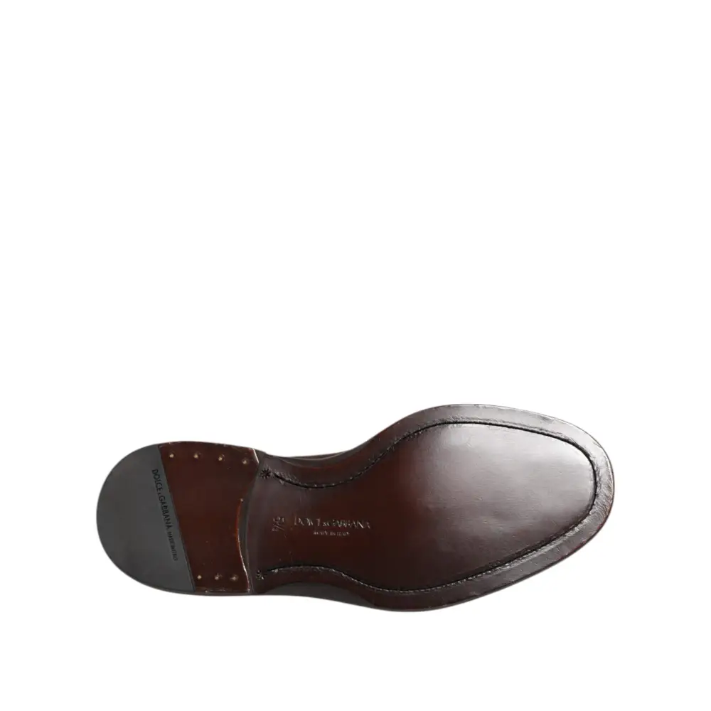 Dolce & Gabbana Braune Samt-Schnürschuhe in Oxford-Optik