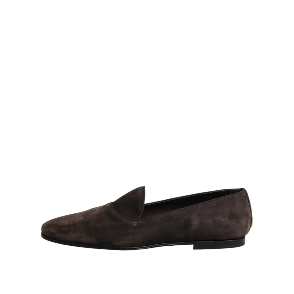Dolce & Gabbana Braune Samtleder Slipper Schuhe - EU40/US7