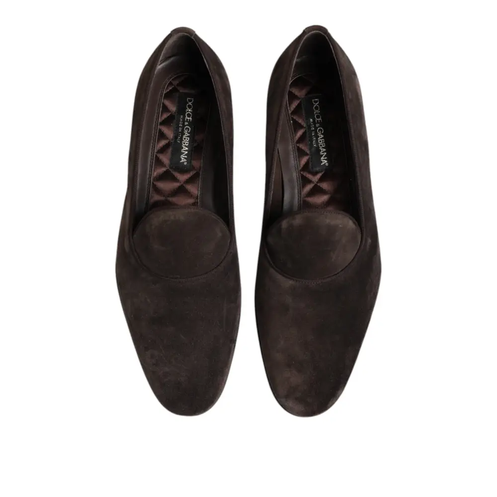 Dolce & Gabbana Braune Samtleder Slipper Schuhe - EU40/US7