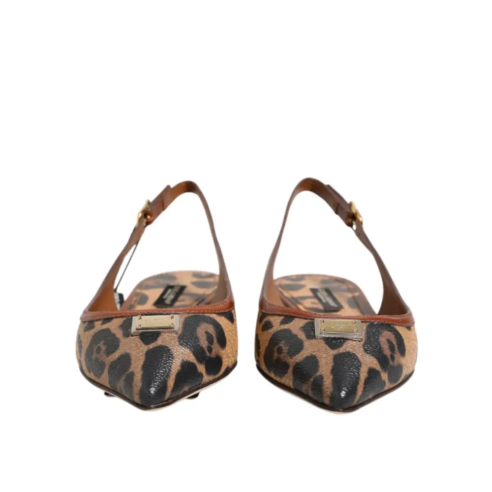 Dolce & Gabbana Braune Slingback-Ballerinas mit Leopardenmuster - EU35/US4.5