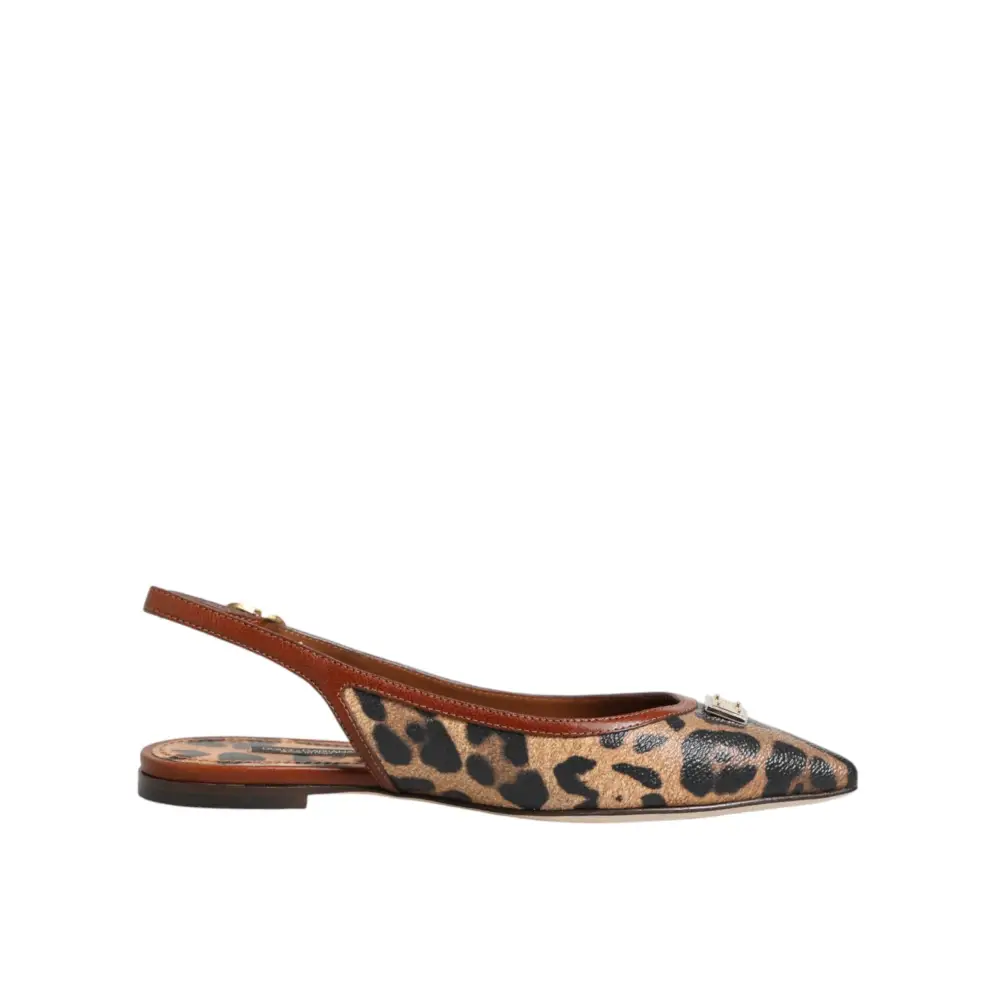 Dolce & Gabbana Braune Slingback-Ballerinas mit Leopardenmuster - EU35/US4.5