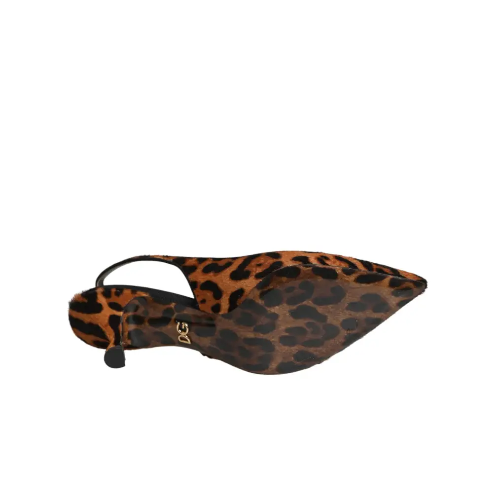 Dolce & Gabbana Braune Slingback-Schuhe aus Leoparden-Kalbsfell - EU36.5/US6