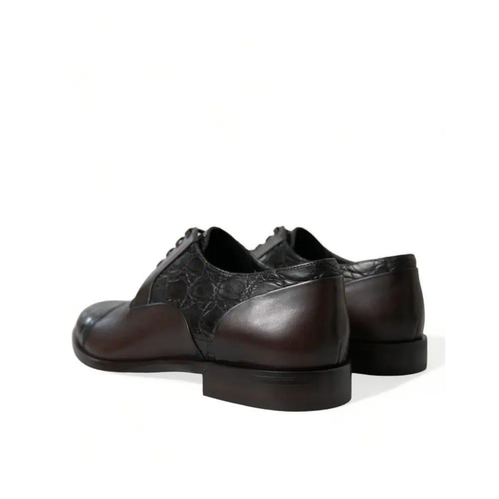 Dolce & Gabbana Braunes Exotisches Leder Formelle Herren Anzugschuhe
