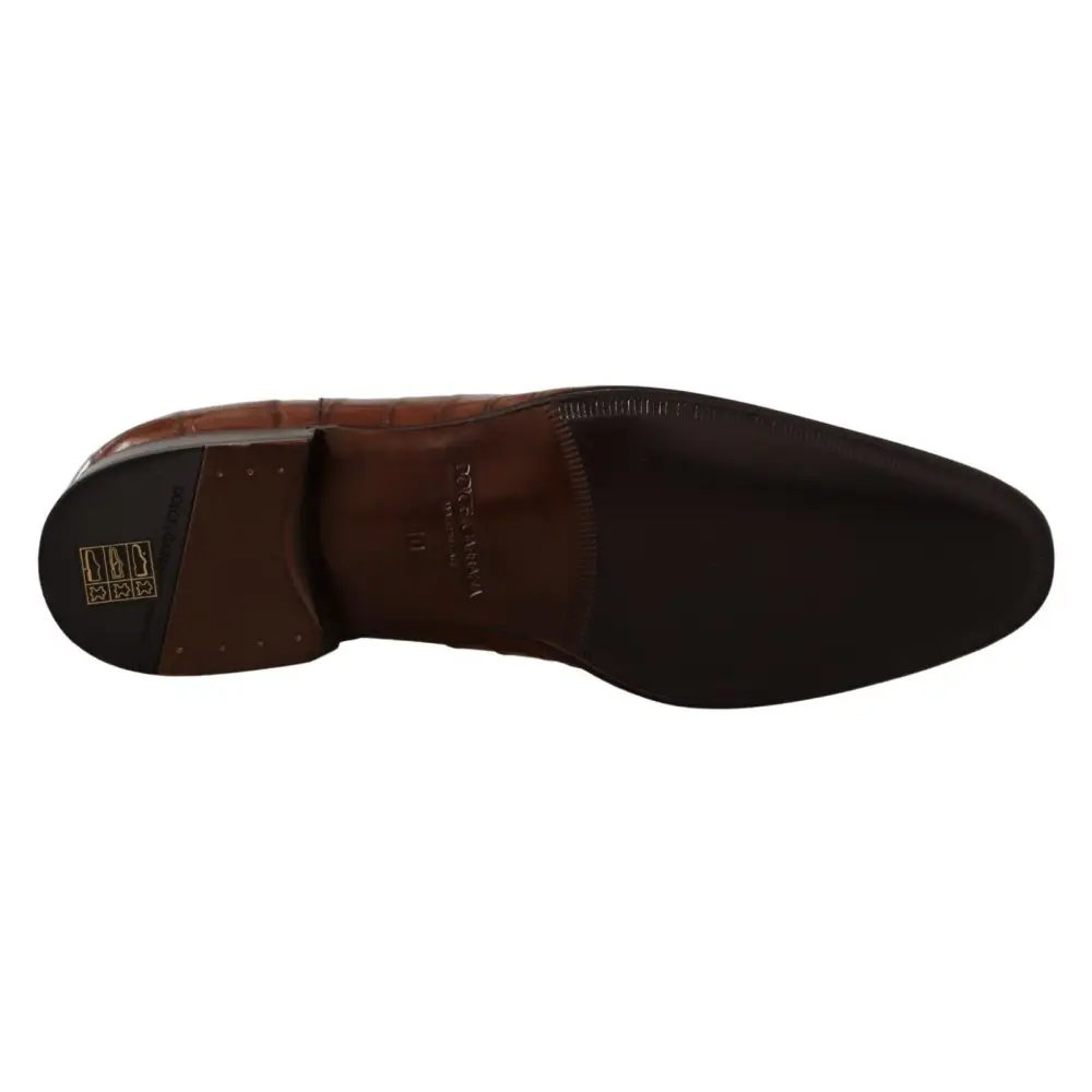 Dolce & Gabbana Braunes Krokodilleder Herren Derby Schuhe - EU44/US11