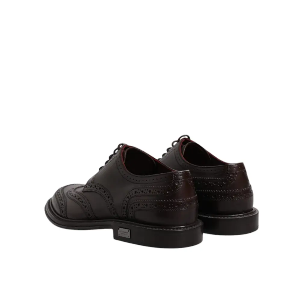 Dolce & Gabbana Braunes Leder Derby Wingtip Lace Up Formal Dress Schuhe - EU39/US6