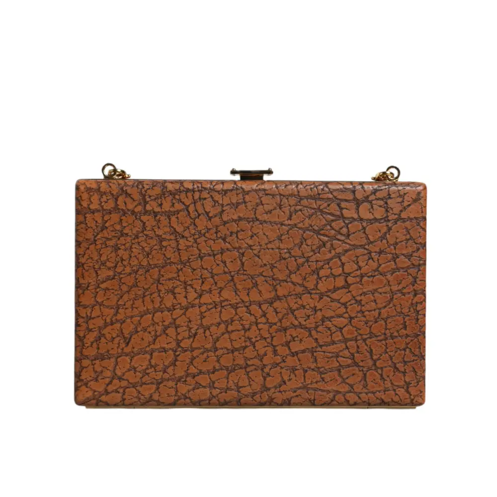 Dolce & Gabbana Braunes Leder Goldrahmen Clutch Mini Crossbody Tasche