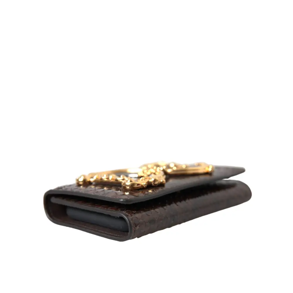 Dolce & Gabbana Braunes Pythonleder DG Girls Crossbody Handytasche