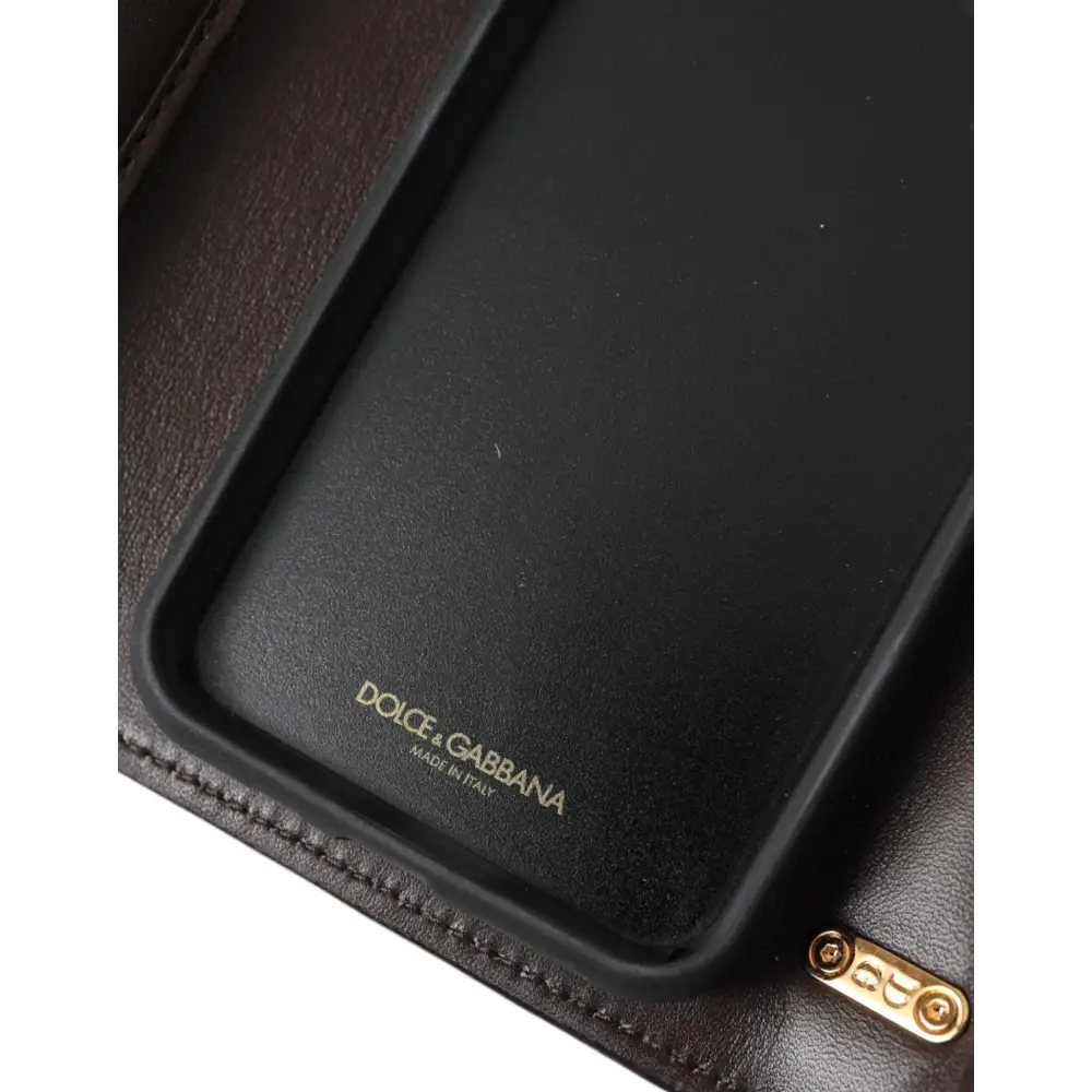 Dolce & Gabbana Braunes Pythonleder DG Girls Crossbody Handytasche