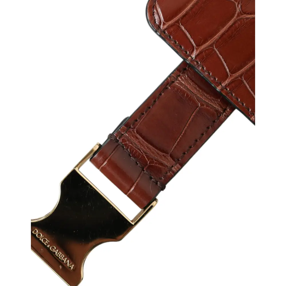 Dolce & Gabbana Brown Alligator Leder Airpods Fall Münze Geldbeutel Brieftasche