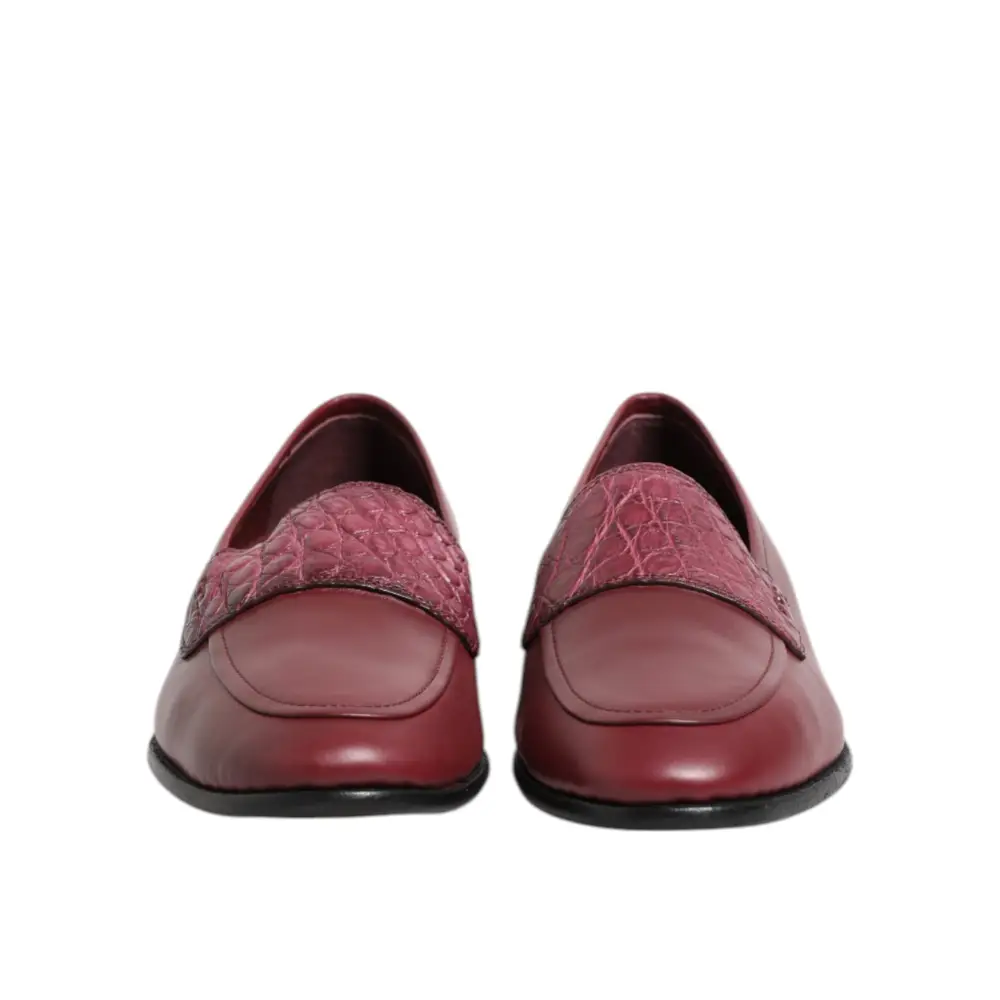 Dolce & Gabbana Burgunder Leder Formal Slip On Schuhe