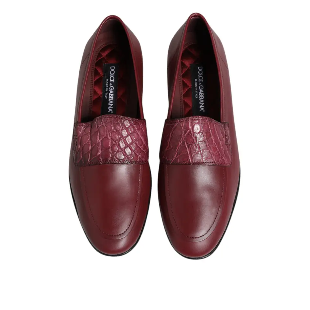 Dolce & Gabbana Burgunder Leder Formal Slip On Schuhe