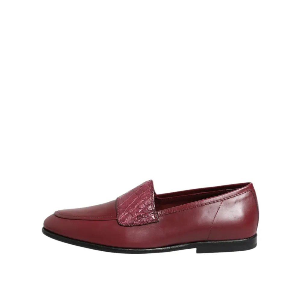 Dolce & Gabbana Burgunder Leder Formal Slip On Schuhe