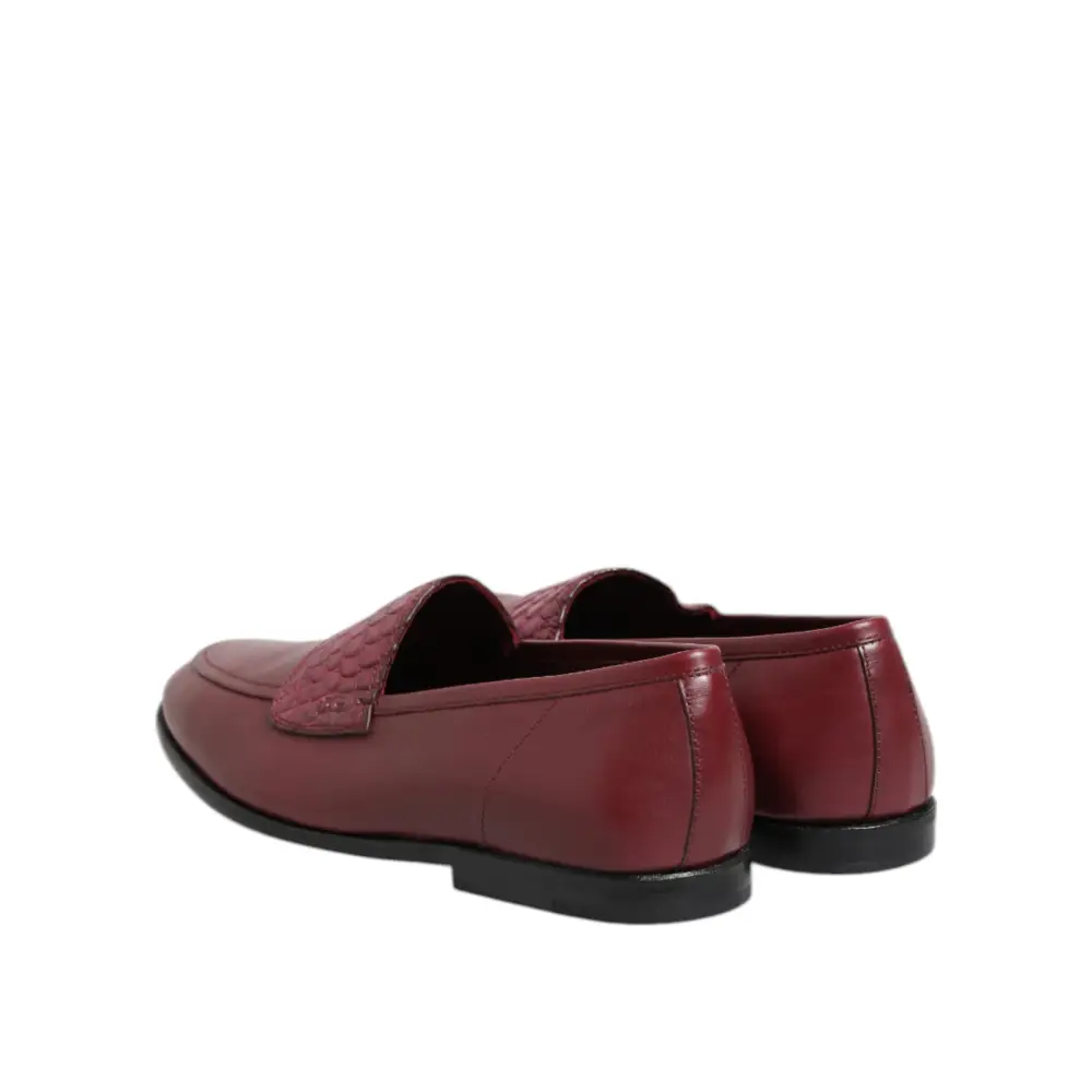 Dolce & Gabbana Burgunder Leder Formal Slip On Schuhe