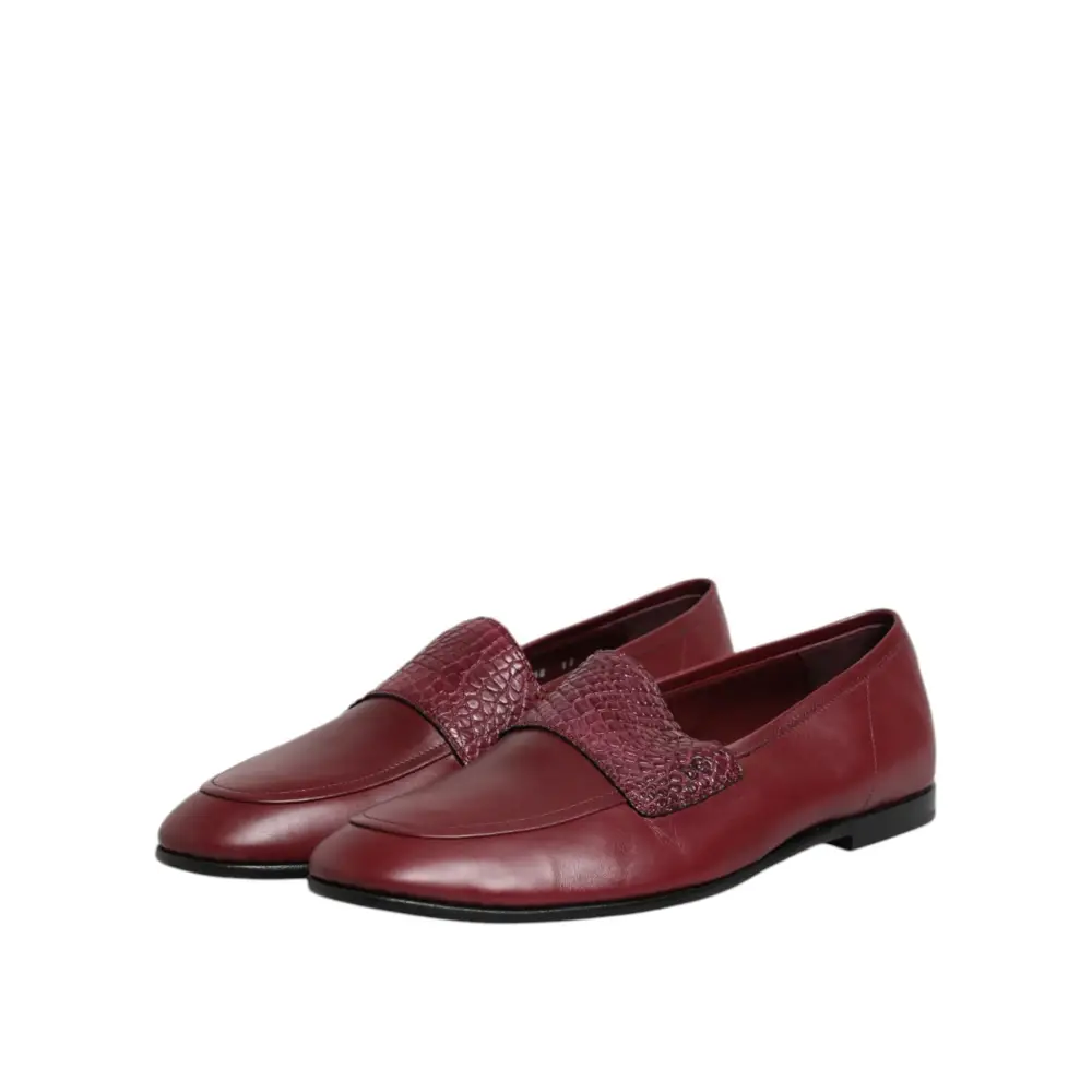 Dolce & Gabbana Burgunderfarbenes Kalbsleder Formelle Slipper