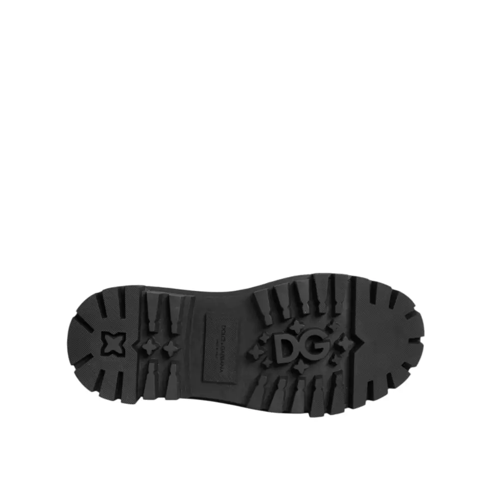 Dolce & Gabbana Derby-Schuhe aus schwarzem Leder mit Juwelen und Kristallen