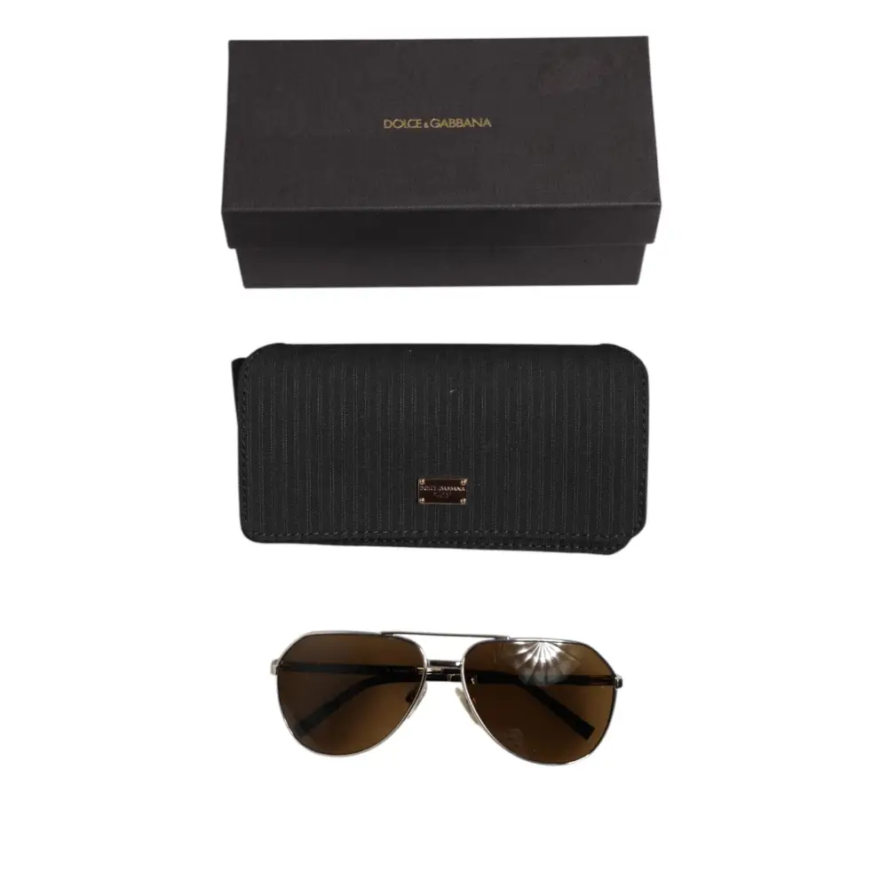Dolce & Gabbana DG2073 Silberner Stahl Klassischer Pilot Braune Gläser Sonnenbrille