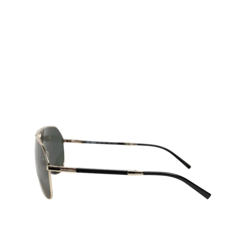 Dolce & Gabbana DG2106K Schwarze Sonnenbrille mit vergoldetem Metallrahmen und polarisierten Gläsern