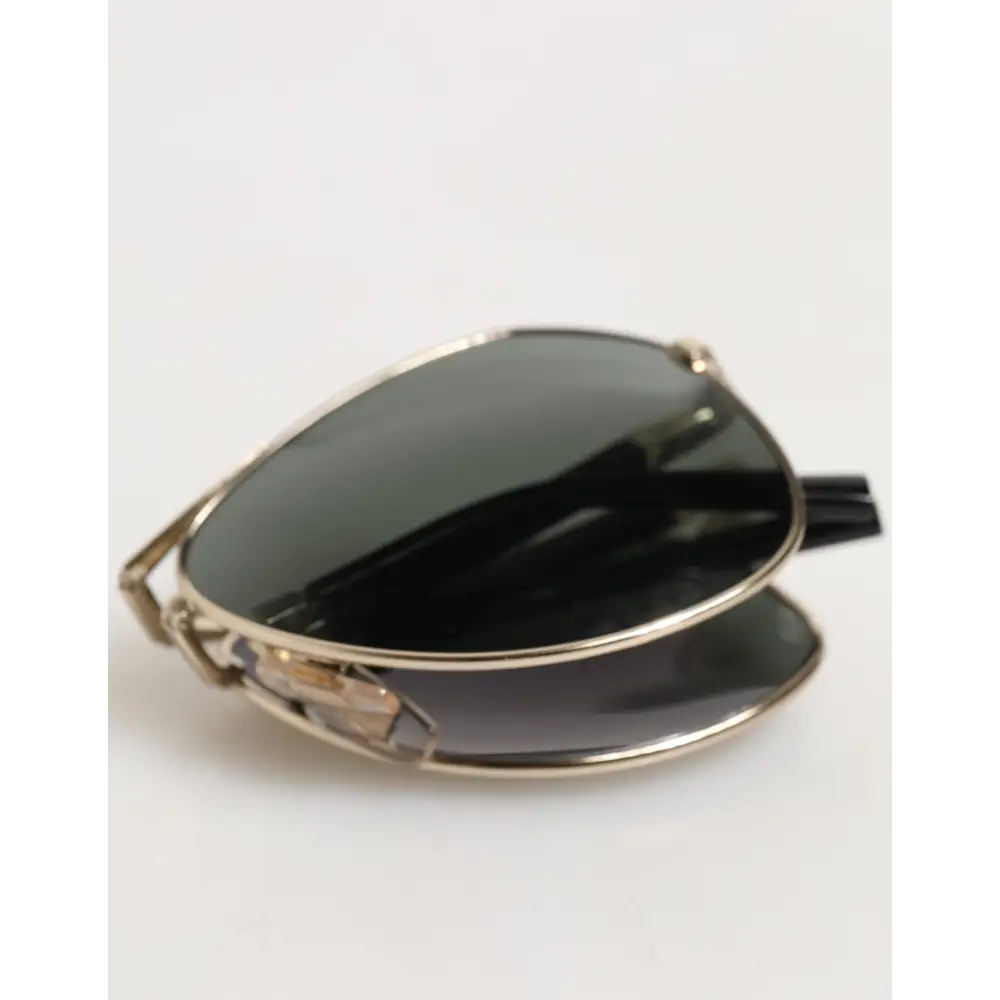 Dolce & Gabbana DG2106K Schwarze Sonnenbrille mit vergoldetem Metallrahmen und polarisierten Gläsern