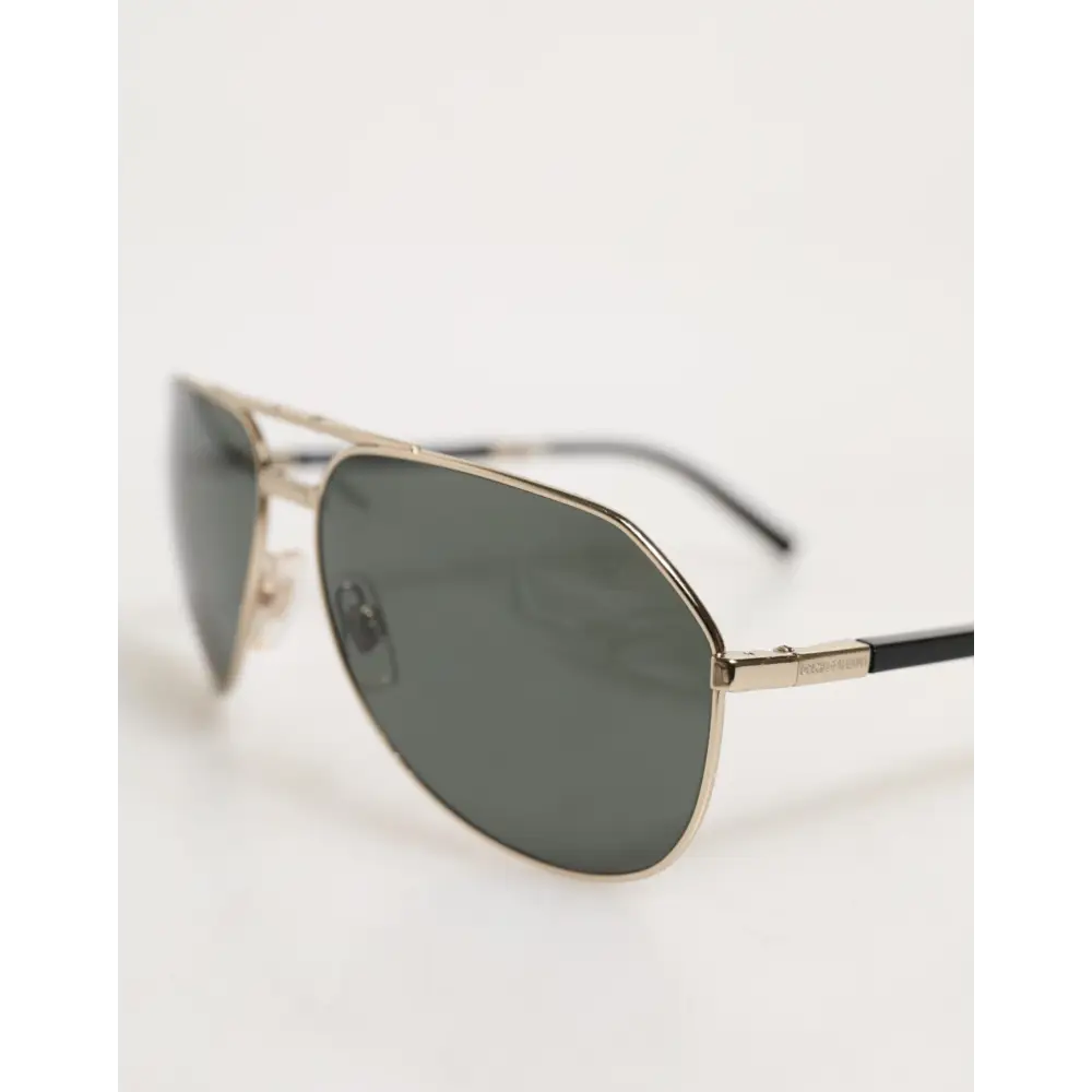 Dolce & Gabbana DG2106K Schwarze Sonnenbrille mit vergoldetem Metallrahmen und polarisierten Gläsern