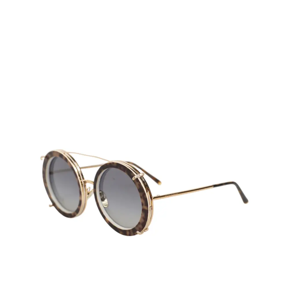 Dolce & Gabbana DG2198 Braune Leopard Print Gradient Runde Sonnenbrille
