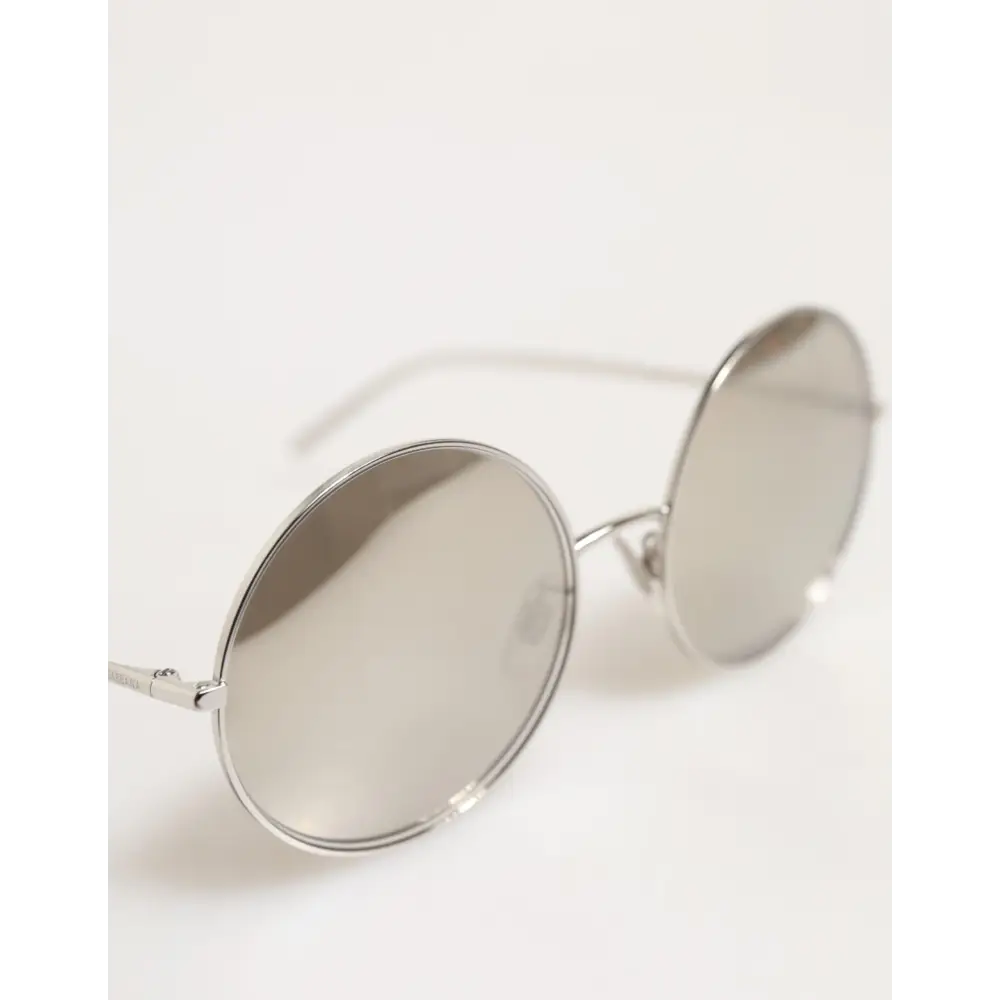 Dolce & Gabbana DG2215K Silberne Metall-Sonnenbrille mit runden Gläsern