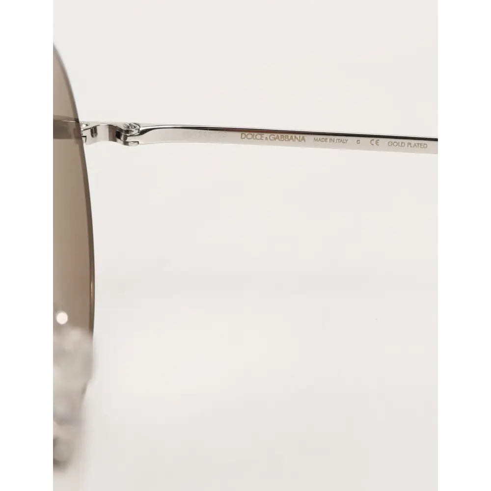 Dolce & Gabbana DG2215K Silberne Metall-Sonnenbrille mit runden Gläsern