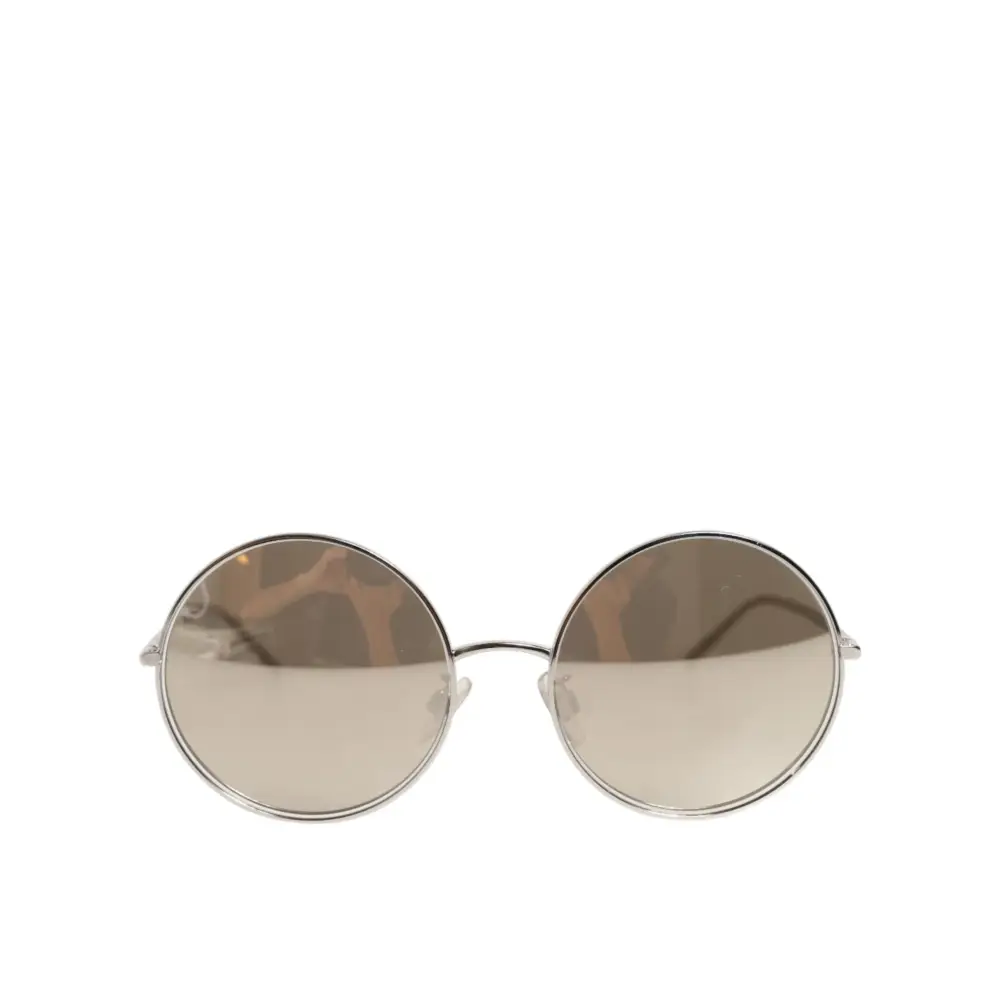 Dolce & Gabbana DG2215K Silberne Metall-Sonnenbrille mit runden Gläsern