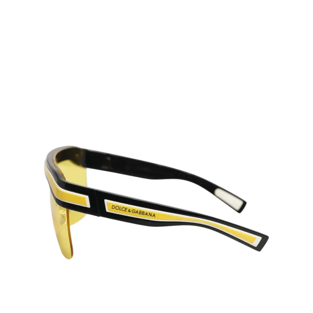 Dolce & Gabbana DG6162 Schild Sonnenbrille Schwarz-Gelb-Weiß Polyamid