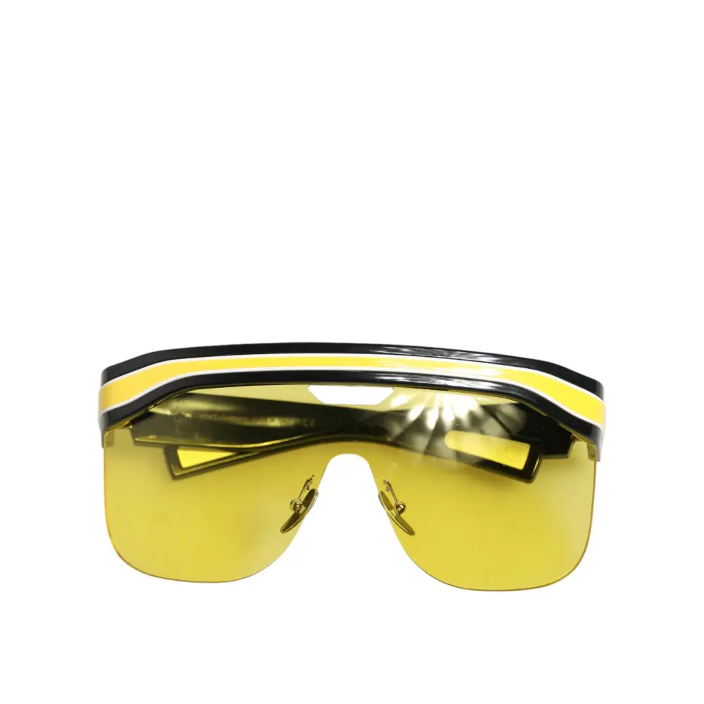 Dolce & Gabbana DG6162 Schild Sonnenbrille Schwarz-Gelb-Weiß Polyamid