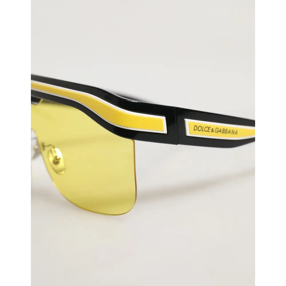 Dolce & Gabbana DG6162 Schild Sonnenbrille Schwarz-Gelb-Weiß Polyamid