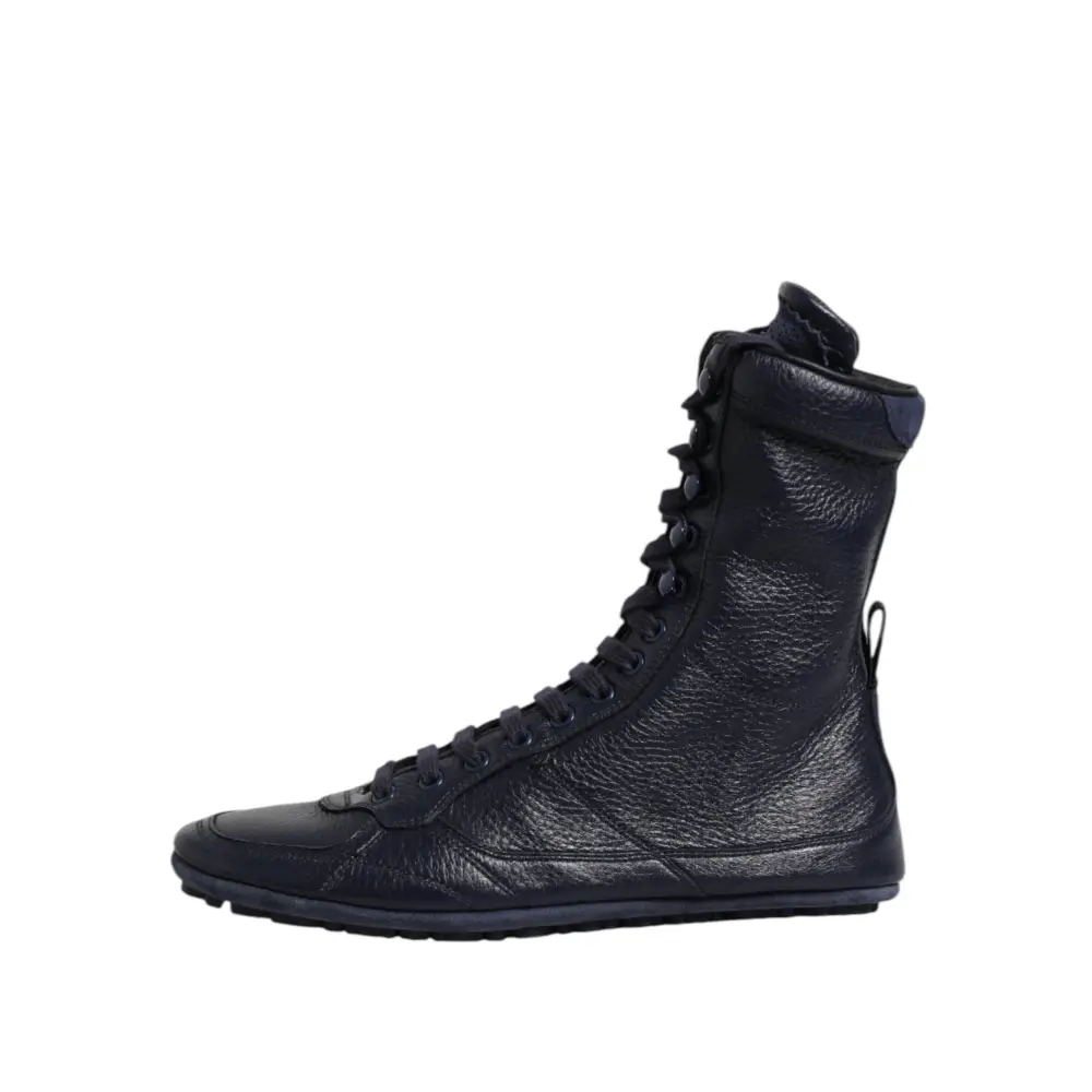 Dolce & Gabbana Dunkelblau Leder KING High Top Sneakers Schuhe - EU40/US7