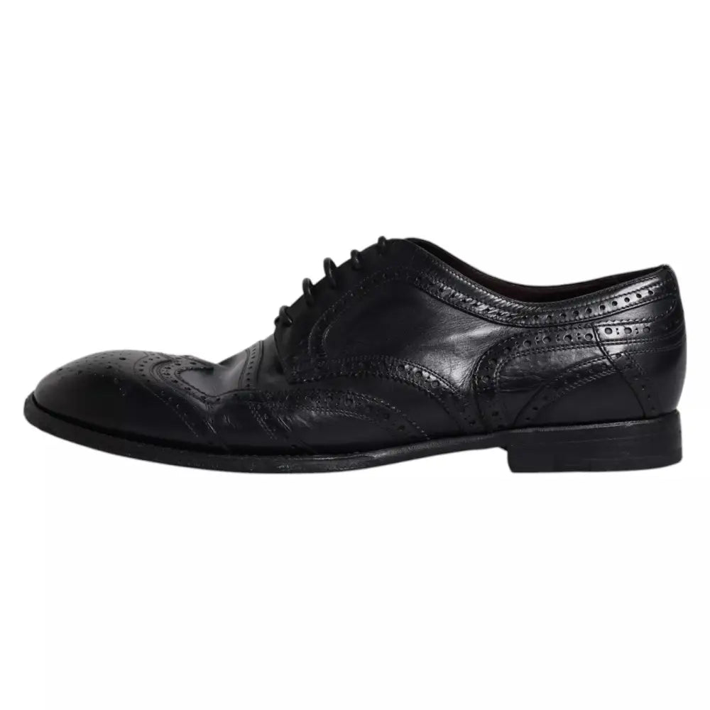 Dolce & Gabbana Dunkelblaue Leder Derby Wingtip Formelle Schuhe - EU44/US11