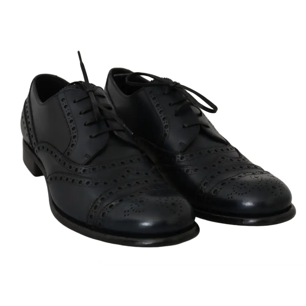 Dolce & Gabbana Dunkelblaue Leder Wingtip Oxford Dress Schuhe