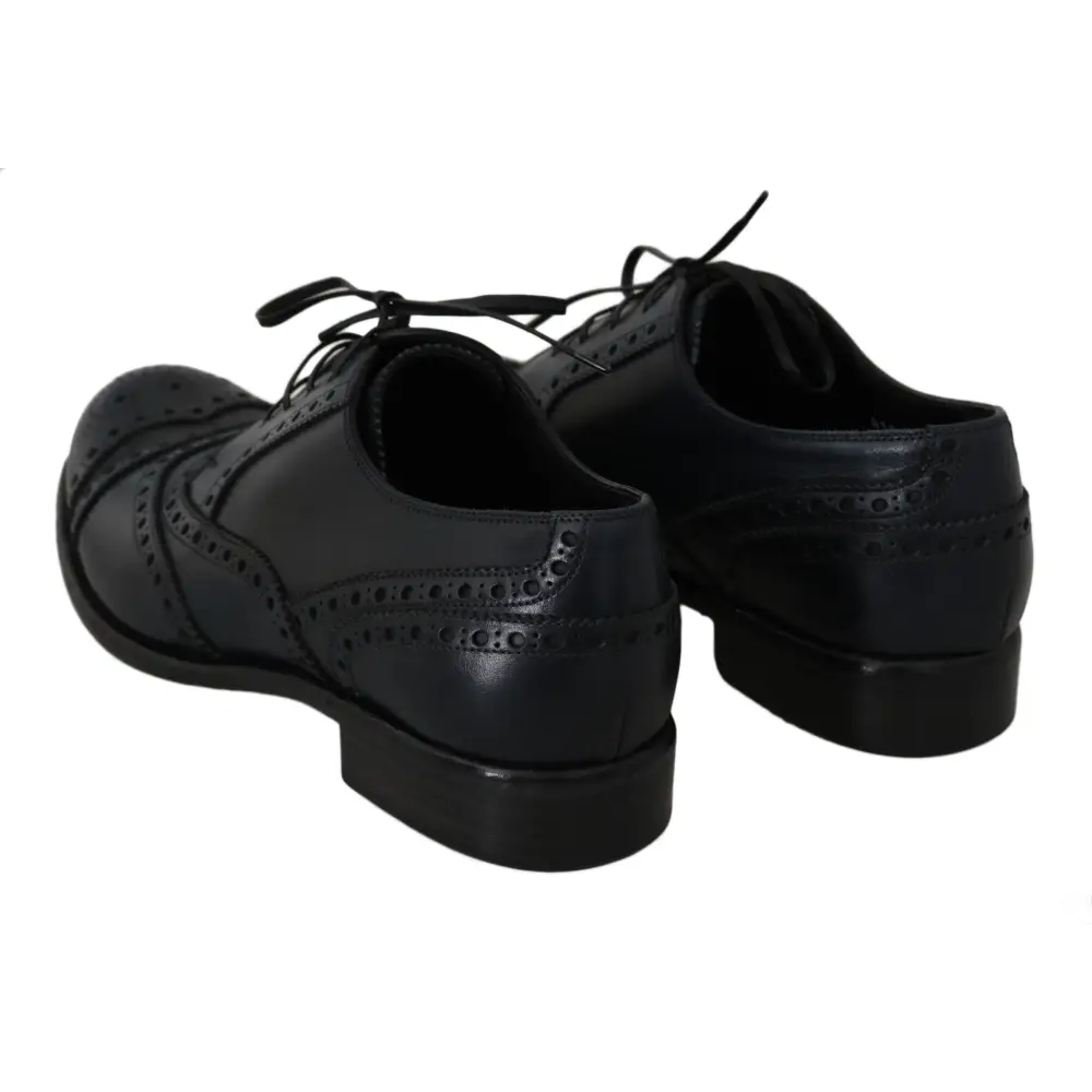 Dolce & Gabbana Dunkelblaue Leder Wingtip Oxford Dress Schuhe