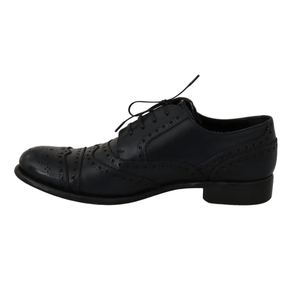 Dolce & Gabbana Dunkelblaue Leder Wingtip Oxford Dress Schuhe