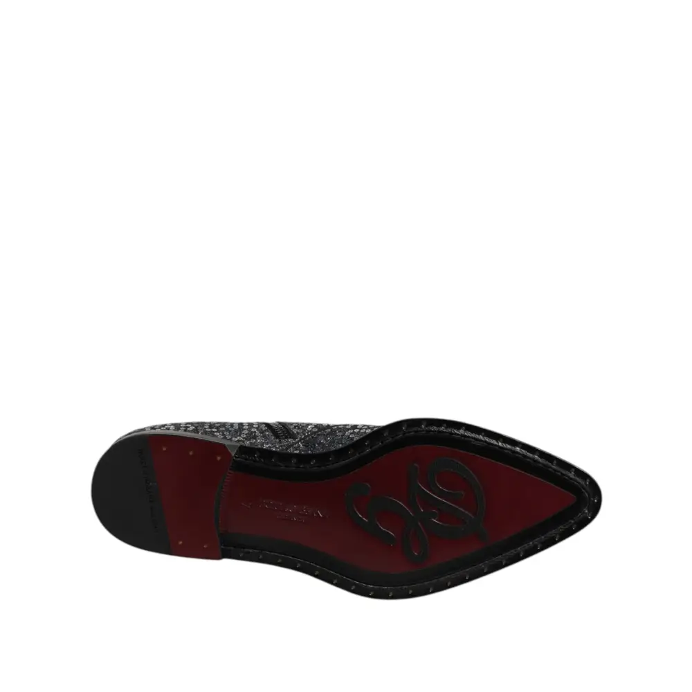 Dolce & Gabbana Dunkelgraue Baumwolle Pailletten Chelsea Boots Schuhe - EU41/US8