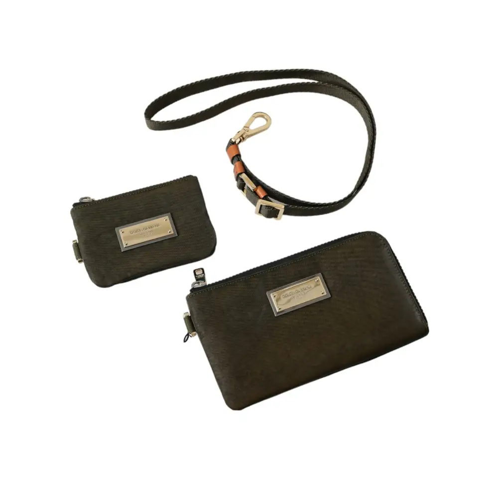 Dolce & Gabbana Dunkelgrünes Nylon Logo Multifunktionsset 2er Set Taschen