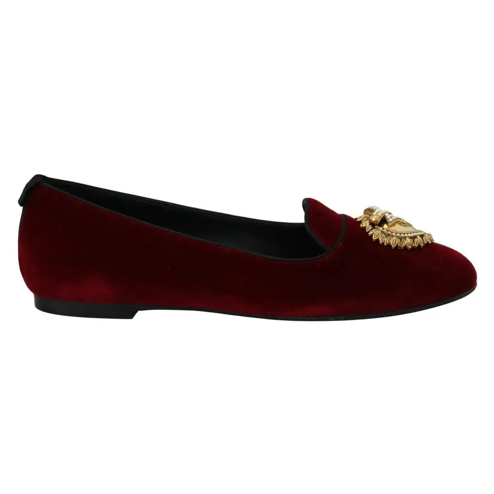 Dolce & Gabbana Elegante bordeauxrote Slip-On-Loafer aus Baumwolle - EU37/US7
