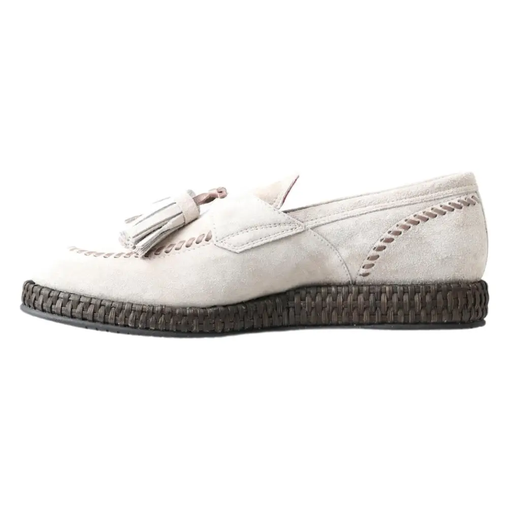 Dolce & Gabbana Elfenbeinfarbene Wildleder Herren Espadrille Schuhe - EU43/US10