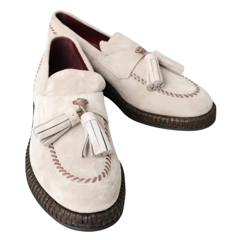 Dolce & Gabbana Elfenbeinfarbene Wildleder Herren Espadrille Schuhe - EU43/US10