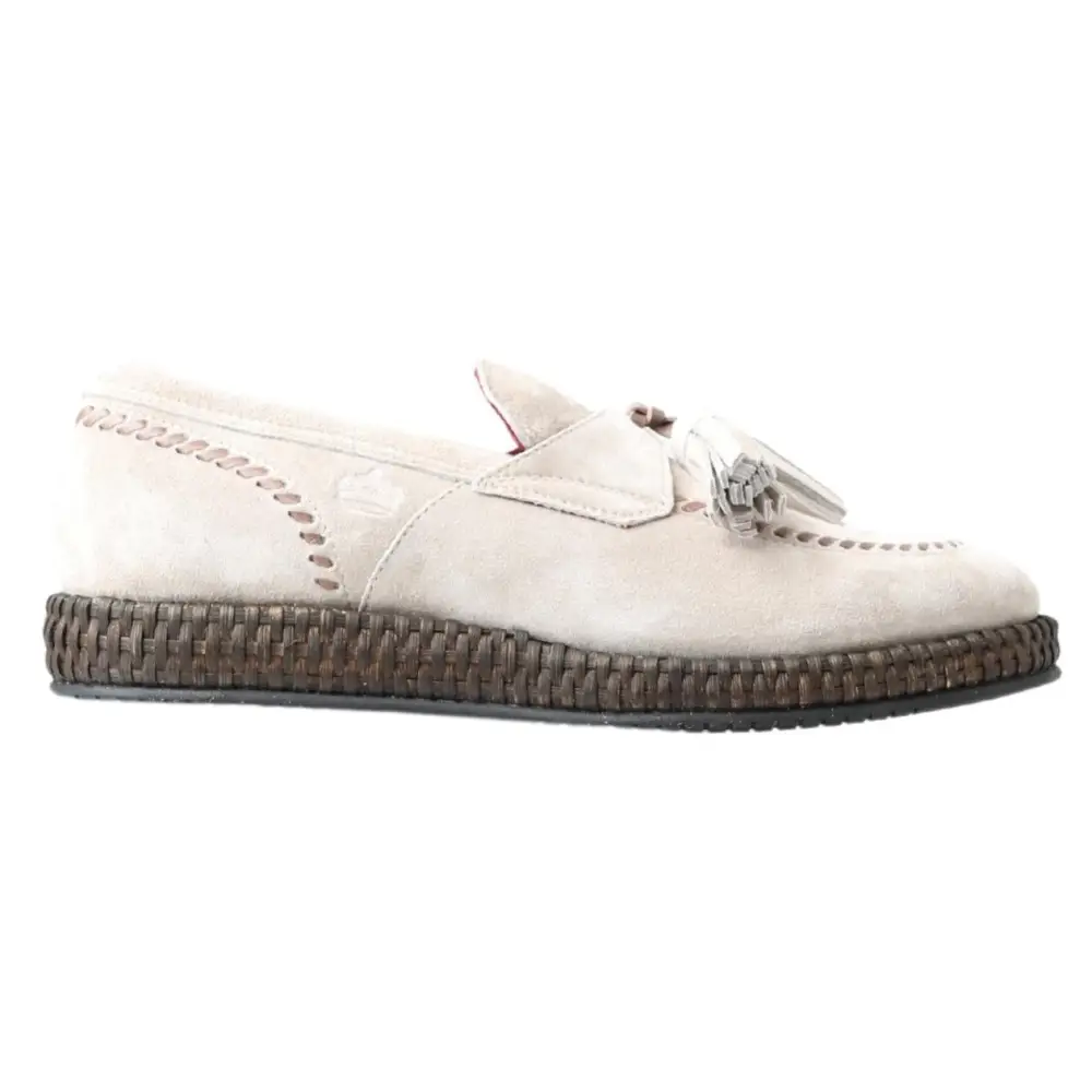 Dolce & Gabbana Elfenbeinfarbene Wildleder Herren Espadrille Schuhe - EU43/US10
